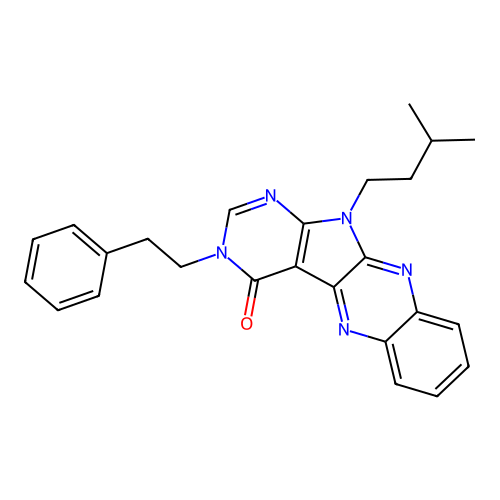 11-isopentyl-3-phenethyl-3H-pyrimido[5',4':4,5]pyrrolo[2,3-b]quinoxalin-4(11H)-one structure