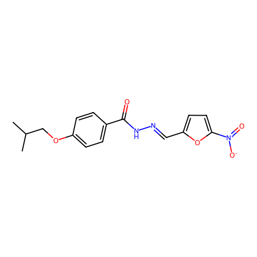 4-(2-methylpropoxy)-N'-[(E)-(5-nitrofuran-2-yl)methylidene]benzohydrazide structure