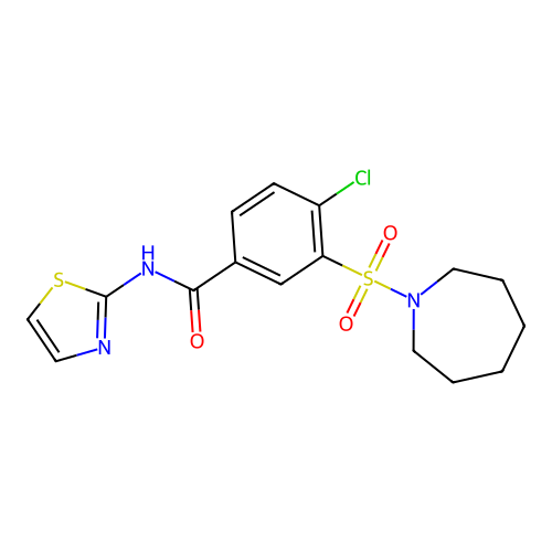 3-(azepan-1-ylsulfonyl)-4-chloro-N-(1,3-thiazol-2-yl)benzamide structure