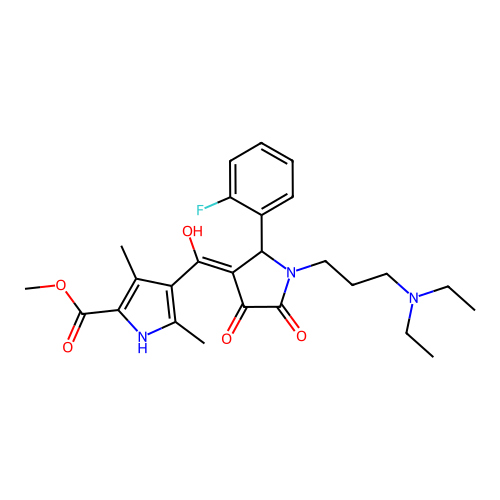 methyl 4-({1-[3-(diethylamino)propyl]-2-(2-fluorophenyl)-4-hydroxy-5-oxo(3-pyr rolin-3-yl)}carbonyl)-3,5-dimethylpyrrole-2-carboxylate structure