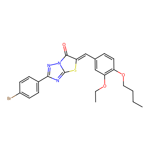 (Z)-2-(4-bromophenyl)-5-(4-butoxy-3-ethoxybenzylidene)thiazolo[3,2-b][1,2,4]triazol-6(5H)-one structure