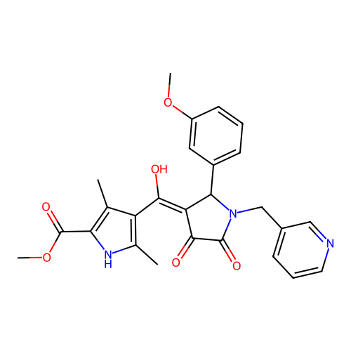methyl 4-(4-hydroxy-2-(3-methoxyphenyl)-5-oxo-1-(pyridin-3-ylmethyl)-2,5-dihydro-1H-pyrrole-3-carbonyl)-3,5-dimethyl-1H-pyrrole-2-carboxylate structure