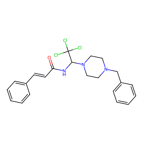 (2E)-N-[1-(4-benzylpiperazin-1-yl)-2,2,2-trichloroethyl]-3-phenylprop-2-enamide structure