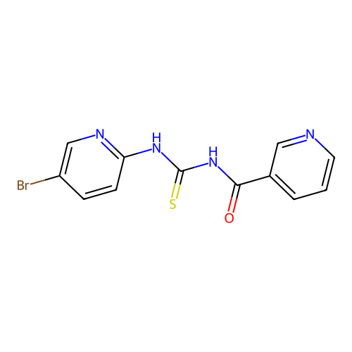 N-[(5-bromopyridin-2-yl)carbamothioyl]pyridine-3-carboxamide structure