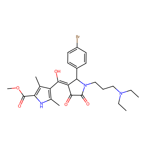 methyl 4-({1-[3-(diethylamino)propyl]-2-(4-bromophenyl)-4-hydroxy-5-oxo(3-pyrr olin-3-yl)}carbonyl)-3,5-dimethylpyrrole-2-carboxylate structure