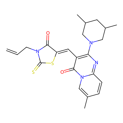 (Z)-3-allyl-5-((2-(3,5-dimethylpiperidin-1-yl)-7-methyl-4-oxo-4H-pyrido[1,2-a]pyrimidin-3-yl)methylene)-2-thioxothiazolidin-4-one structure
