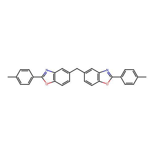 Bis(2-(p-tolyl)benzo[d]oxazol-5-yl)methane structure