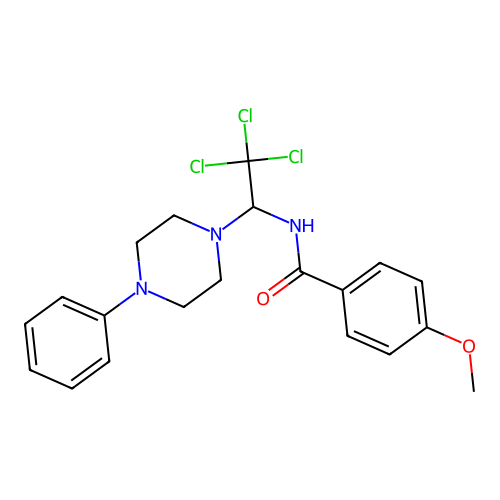 4-methoxy-N-[2,2,2-trichloro-1-(4-phenylpiperazin-1-yl)ethyl]benzamide structure