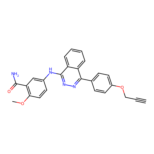 2-Methoxy-5-((4-(4-(prop-2-yn-1-yloxy)phenyl)phthalazin-1-yl)amino)benzamide structure