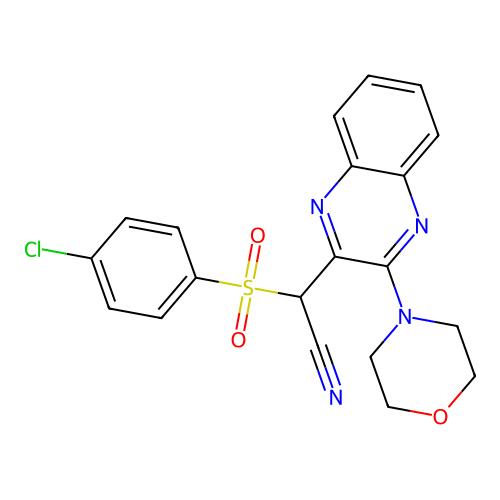 [(4-Chlorophenyl)sulfonyl][3-(morpholin-4-yl)quinoxalin-2-yl]acetonitrile structure