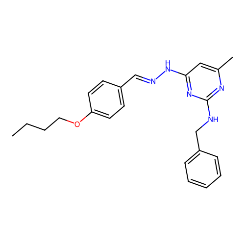 N-benzyl-4-[(2E)-2-(4-butoxybenzylidene)hydrazinyl]-6-methylpyrimidin-2-amine structure