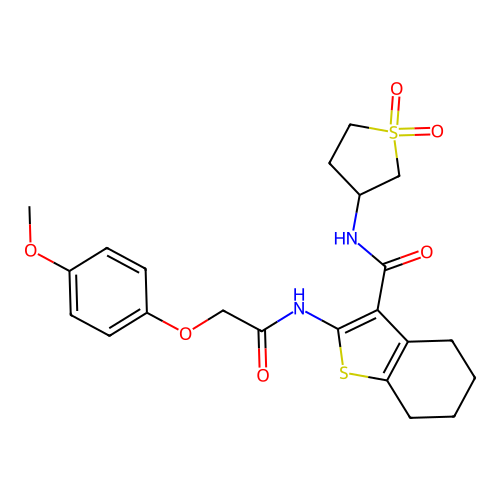 N-(1,1-dioxidotetrahydrothiophen-3-yl)-2-{[(4-methoxyphenoxy)acetyl]amino}-4,5,6,7-tetrahydro-1-benzothiophene-3-carboxamide structure