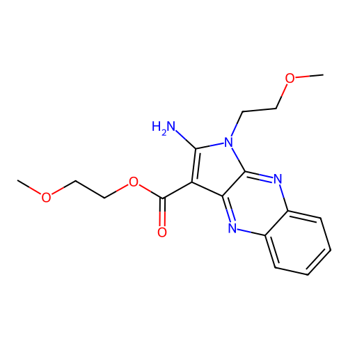 2-methoxyethyl 2-amino-1-(2-methoxyethyl)-1H-pyrrolo[2,3-b]quinoxaline-3-carboxylate structure