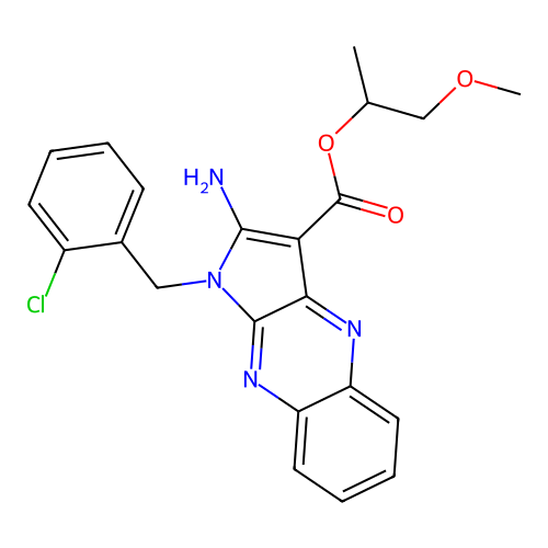 1-methoxypropan-2-yl 2-amino-1-(2-chlorobenzyl)-1H-pyrrolo[2,3-b]quinoxaline-3-carboxylate structure