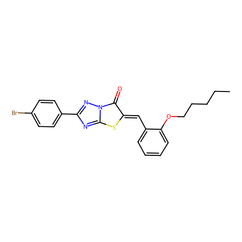 (Z)-2-(4-bromophenyl)-5-(2-(pentyloxy)benzylidene)thiazolo[3,2-b][1,2,4]triazol-6(5H)-one structure