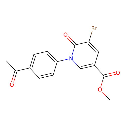 Methyl 1-(4-acetylphenyl)-5-bromo-6-oxo-1,6-dihydropyridine-3-carboxylate structure