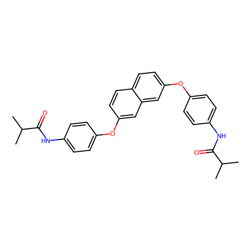 N,N'-((naphthalene-2,7-diylbis(oxy))bis(4,1-phenylene))bis(2-methylpropanamide) structure