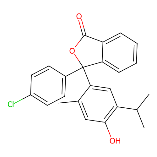 3-(4-chlorophenyl)-3-(4-hydroxy-2-methyl-5-propan-2-ylphenyl)-2-benzofuran-1-one structure
