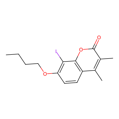 7-butoxy-8-iodo-3,4-dimethyl-2H-chromen-2-one structure