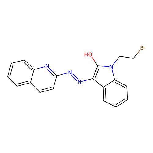 1-(2-bromoethyl)-3-(quinolin-2-ylhydrazinylidene)indol-2-one structure