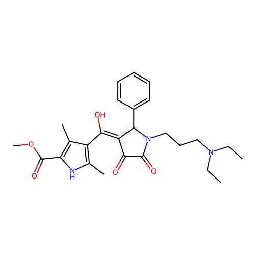 methyl 4-({1-[3-(diethylamino)propyl]-4-hydroxy-5-oxo-2-phenyl(3-pyrrolin-3-yl )}carbonyl)-3,5-dimethylpyrrole-2-carboxylate structure