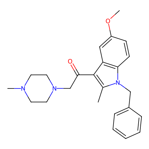 1-(1-benzyl-5-methoxy-2-methyl-1H-indol-3-yl)-2-(4-methylpiperazin-1-yl)ethanone structure