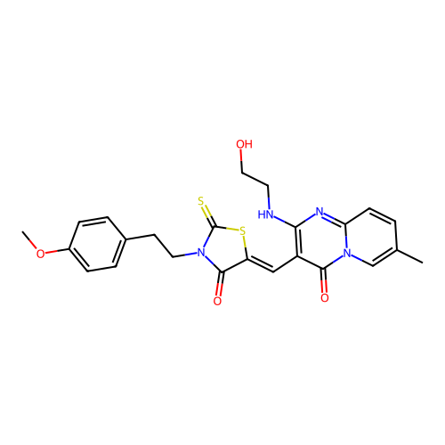 (Z)-5-((2-((2-hydroxyethyl)amino)-7-methyl-4-oxo-4H-pyrido[1,2-a]pyrimidin-3-yl)methylene)-3-(4-methoxyphenethyl)-2-thioxothiazolidin-4-one structure