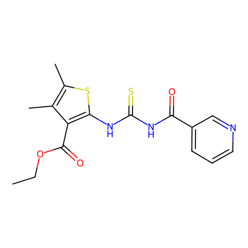 ethyl 4,5-dimethyl-2-(3-nicotinoylthioureido)thiophene-3-carboxylate structure