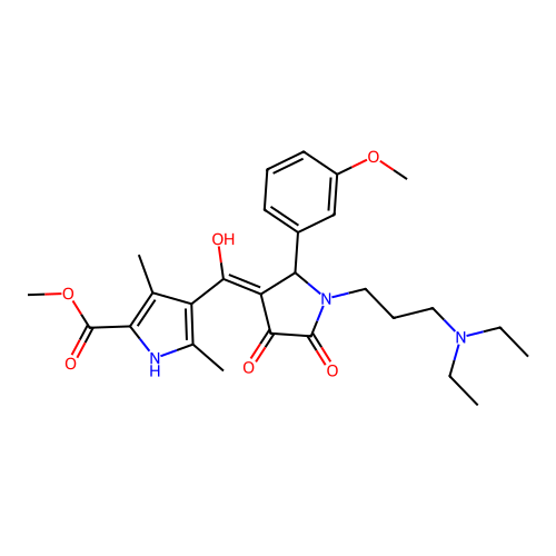 methyl 4-[[1-[3-(diethylamino)propyl]-2-(3-methoxyphenyl)-4,5-dioxopyrrolidin-3-ylidene]-hydroxymethyl]-3,5-dimethyl-1H-pyrrole-2-carboxylate structure