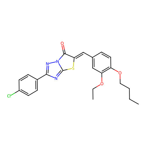 (5Z)-5-(4-butoxy-3-ethoxybenzylidene)-2-(4-chlorophenyl)[1,3]thiazolo[3,2-b][1,2,4]triazol-6(5H)-one structure