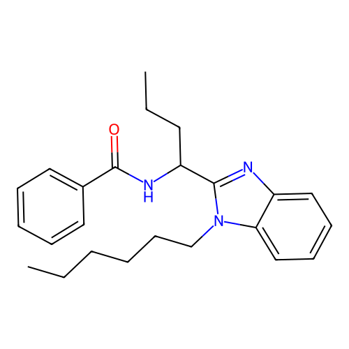 N-[1-(1-hexyl-1H-benzimidazol-2-yl)butyl]benzamide structure