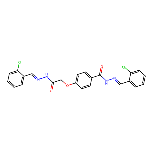(E)-N'-(2-chlorobenzylidene)-4-(2-((E)-2-(2-chlorobenzylidene)hydrazinyl)-2-oxoethoxy)benzohydrazide structure