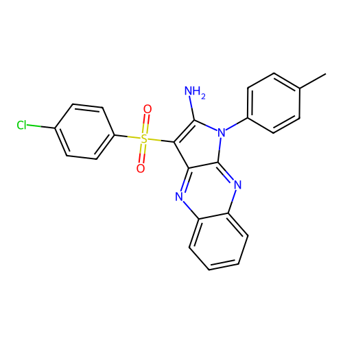 3-((4-chlorophenyl)sulfonyl)-1-(p-tolyl)-1H-pyrrolo[2,3-b]quinoxalin-2-amine structure