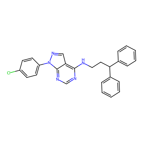 1-(4-chlorophenyl)-N-(3,3-diphenylpropyl)-1H-pyrazolo[3,4-d]pyrimidin-4-amine structure