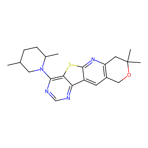 4-(2,5-dimethylpiperidin-1-yl)-8,8-dimethyl-7,10-dihydro-8H-pyrano[3'',4'':5',6']pyrido[3',2':4,5]thieno[3,2-d]pyrimidine structure