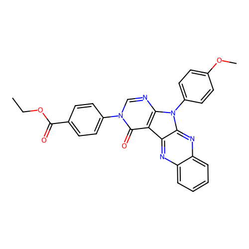 ethyl 4-(11-(4-methoxyphenyl)-4-oxo-4,11-dihydro-3H-pyrimido[5',4':4,5]pyrrolo[2,3-b]quinoxalin-3-yl)benzoate structure