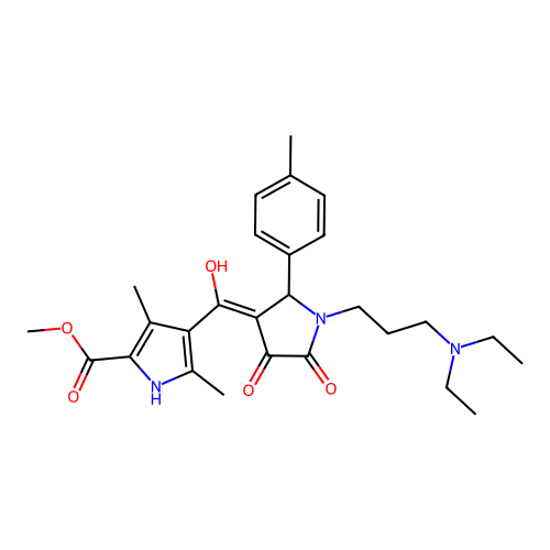 methyl 4-({1-[3-(diethylamino)propyl]-4-hydroxy-2-(4-methylphenyl)-5-oxo(3-pyr rolin-3-yl)}carbonyl)-3,5-dimethylpyrrole-2-carboxylate structure