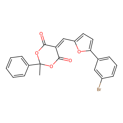 5-((5-(3-bromophenyl)furan-2-yl)methylene)-2-methyl-2-phenyl-1,3-dioxane-4,6-dione structure