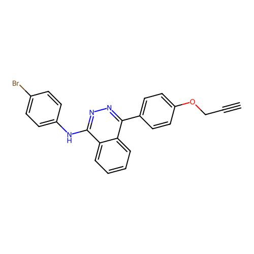 N-(4-bromophenyl)-4-(4-(prop-2-yn-1-yloxy)phenyl)phthalazin-1-amine structure