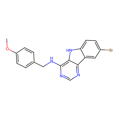 8-bromo-N-(4-methoxybenzyl)-5H-pyrimido[5,4-b]indol-4-amine structure