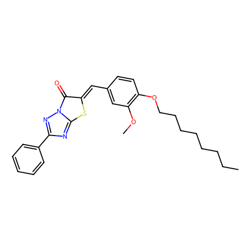 (5Z)-5-[3-methoxy-4-(octyloxy)benzylidene]-2-phenyl[1,3]thiazolo[3,2-b][1,2,4]triazol-6(5H)-one structure