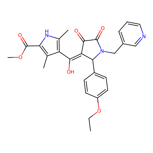 methyl 4-(2-(4-ethoxyphenyl)-4-hydroxy-5-oxo-1-(pyridin-3-ylmethyl)-2,5-dihydro-1H-pyrrole-3-carbonyl)-3,5-dimethyl-1H-pyrrole-2-carboxylate structure