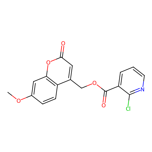 (7-methoxy-2-oxo-2H-chromen-4-yl)methyl 2-chloropyridine-3-carboxylate structure