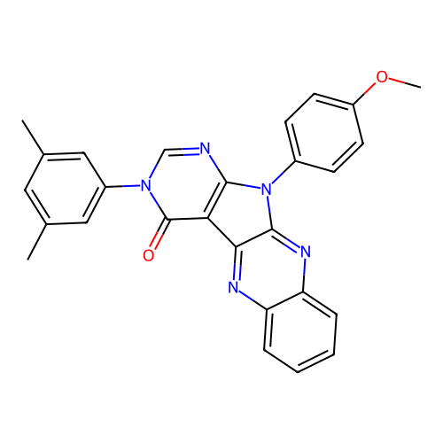 3-(3,5-dimethylphenyl)-11-(4-methoxyphenyl)-3,11-dihydro-4H-pyrimido[5',4':4,5]pyrrolo[2,3-b]quinoxalin-4-one structure
