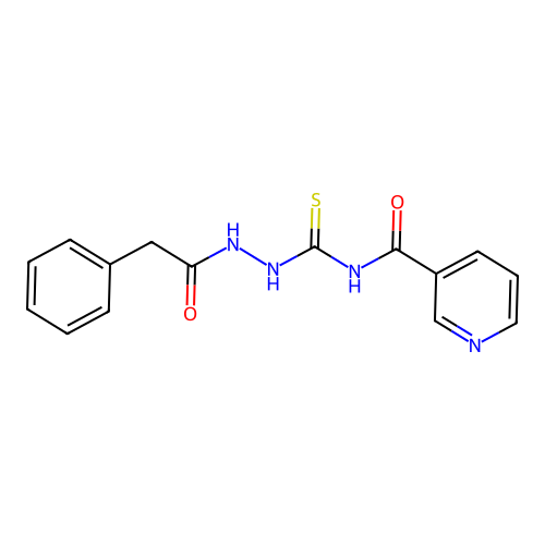 N-[[(2-phenylacetyl)amino]carbamothioyl]pyridine-3-carboxamide structure