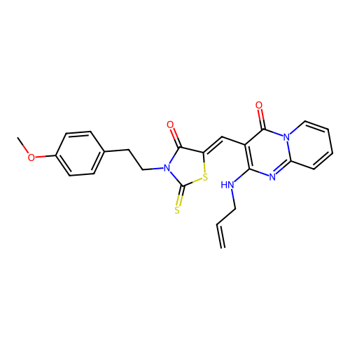 (5Z)-3-[2-(4-methoxyphenyl)ethyl]-5-[[4-oxo-2-(prop-2-enylamino)pyrido[1,2-a]pyrimidin-3-yl]methylidene]-2-sulfanylidene-1,3-thiazolidin-4-one structure