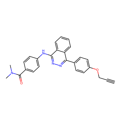 N,N-dimethyl-4-((4-(4-(prop-2-yn-1-yloxy)phenyl)phthalazin-1-yl)amino)benzamide structure
