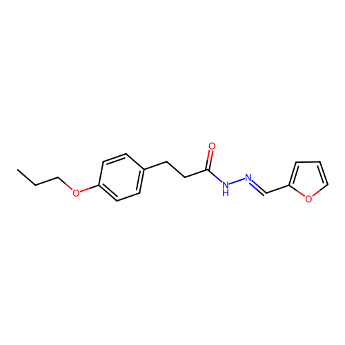 N-[(E)-furan-2-ylmethylideneamino]-3-(4-propoxyphenyl)propanamide structure