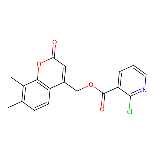 (7,8-dimethyl-2-oxo-2H-chromen-4-yl)methyl 2-chloropyridine-3-carboxylate structure