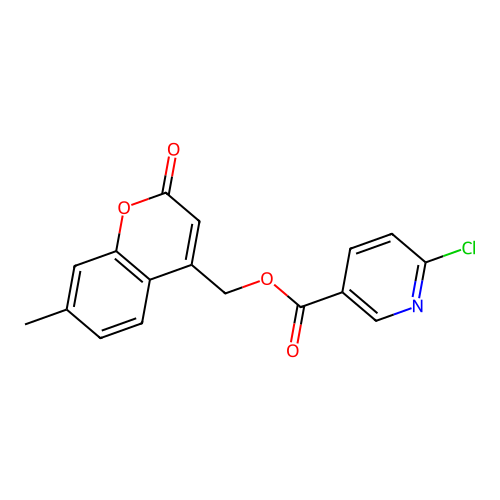 (7-methyl-2-oxo-2H-chromen-4-yl)methyl 6-chloropyridine-3-carboxylate structure